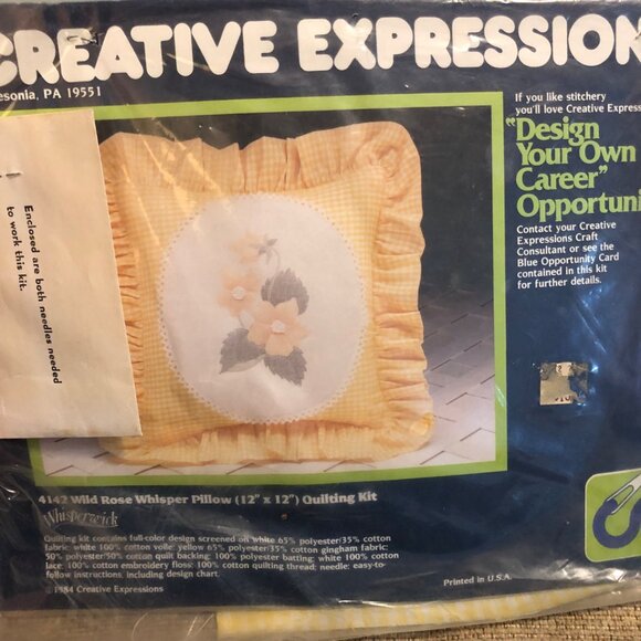 Wild Rose Whisper Pillow Quilting Kit 4142 Creative Expressions 1984 Granny Core - Picture 1 of 2